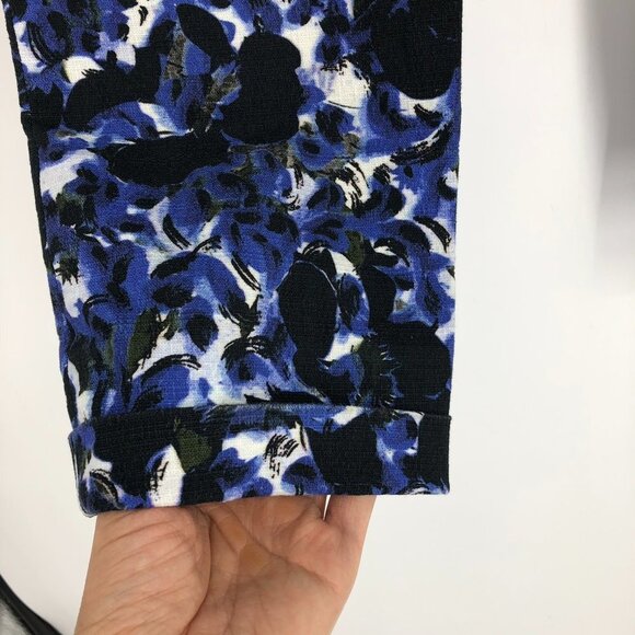 Erdem Esmeralda White and Blue Floral printed Straight leg trousers - Picture 9 of 14